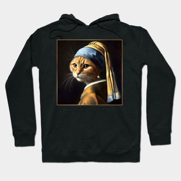 Cat with a Pearl Earring Hoodie by Premachandra's Store