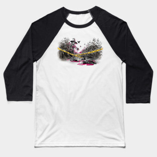 Murder of Crows Illustration Baseball T-Shirt