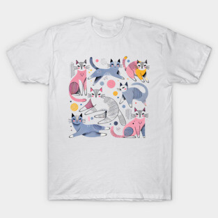 Abstract Geometric Cats T-Shirt