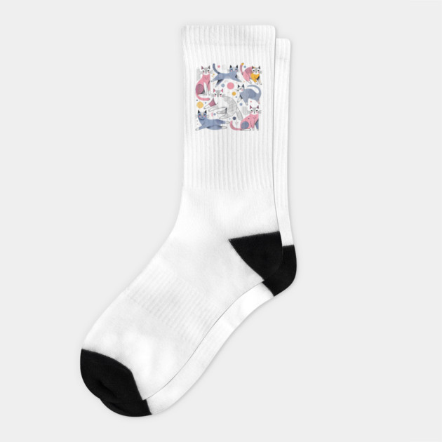 Abstract Geometric Cats Socks by Premachandra's Store