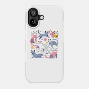 Abstract Geometric Cats Phone Case