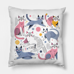 Abstract Geometric Cats Pillow