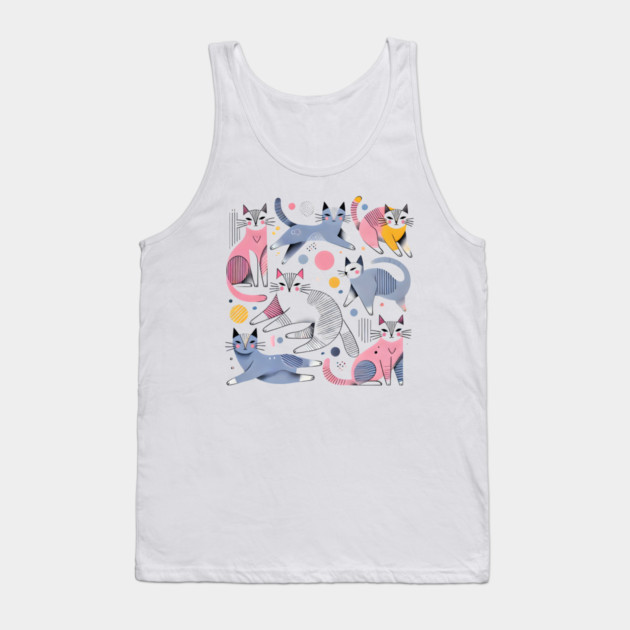 Abstract Geometric Cats Tank Top by Premachandra's Store