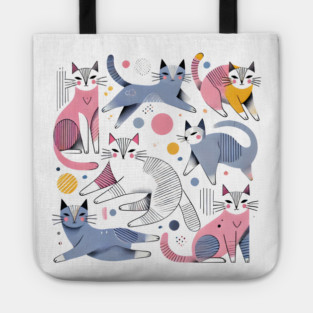 Abstract Geometric Cats Tote