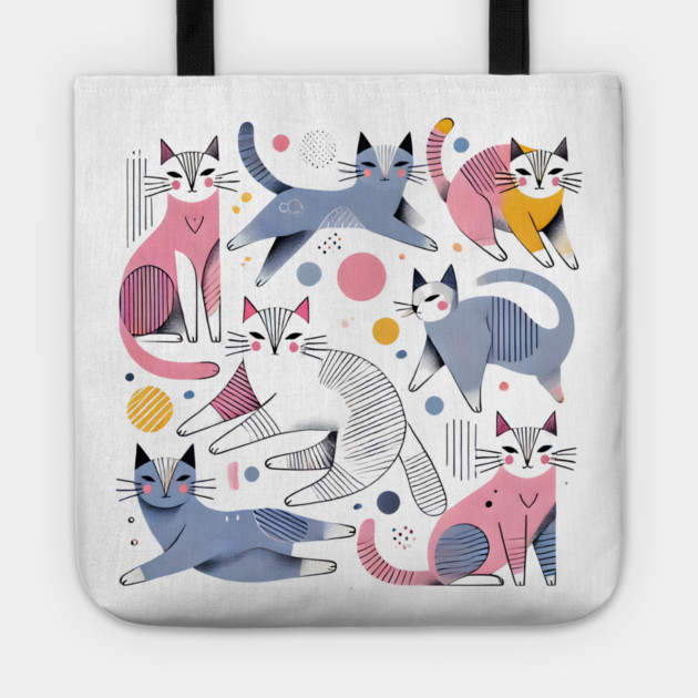 Abstract Geometric Cats Tote by Premachandra's Store
