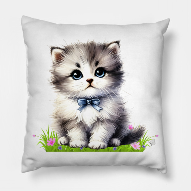 Adorable Fluffy Kitten Pillow by Premachandra's Store