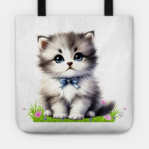 Adorable Fluffy Kitten Tote by Premachandra's Store