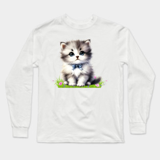 Adorable Fluffy Kitten Long Sleeve T-Shirt