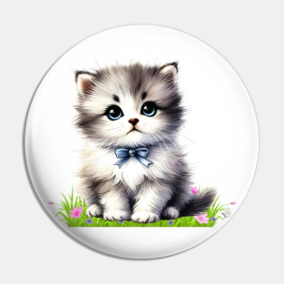 Adorable Fluffy Kitten Pin
