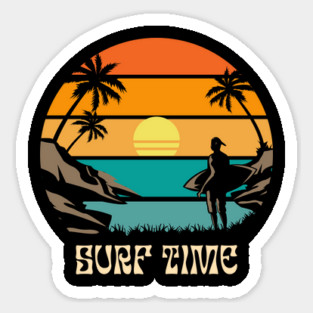 Vintage Retro Sunset Surf Time Sticker