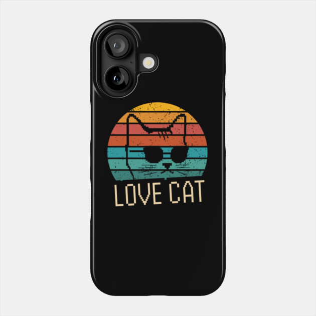 Vintage Retro Sunset Love Cat Phone Case by Creatifly Graphic Tees