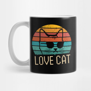 Vintage Retro Sunset Love Cat Mug