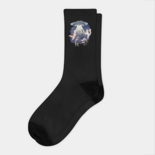 UFO Cat Abduction – Funny Floating Space Cats Socks
