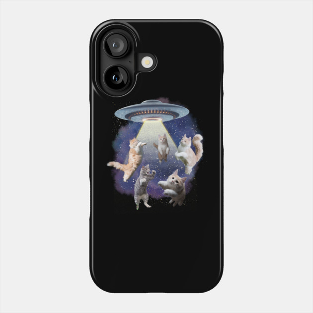 UFO Cat Abduction – Funny Floating Space Cats Phone Case by Premachandra's Store