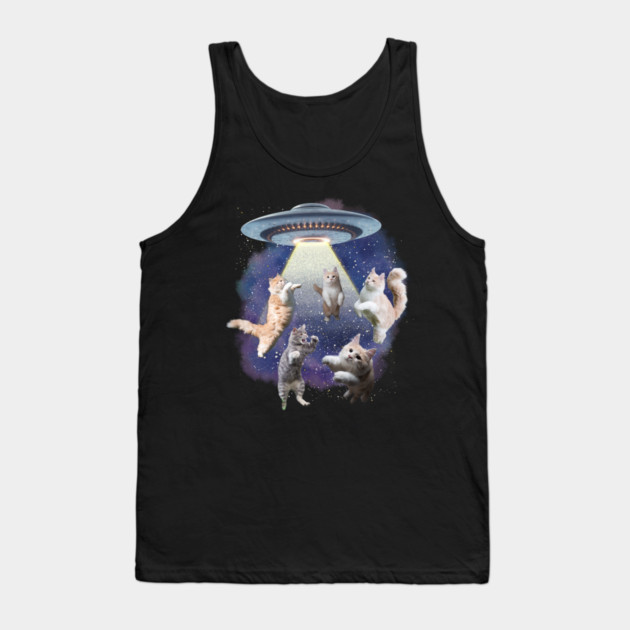 UFO Cat Abduction – Funny Floating Space Cats Tank Top by Premachandra's Store