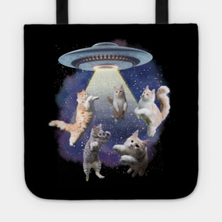 UFO Cat Abduction – Funny Floating Space Cats Tote