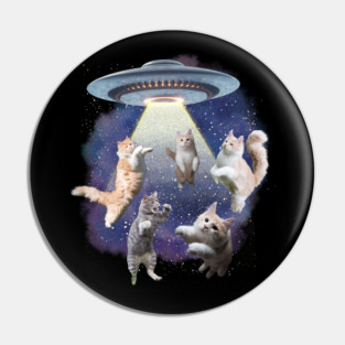 UFO Cat Abduction – Funny Floating Space Cats Pin