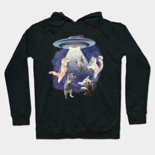 UFO Cat Abduction – Funny Floating Space Cats Hoodie