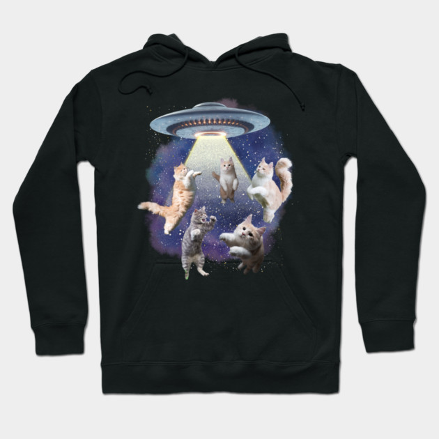UFO Cat Abduction – Funny Floating Space Cats Hoodie by Premachandra's Store