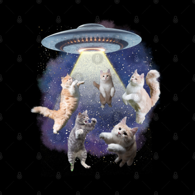 UFO Cat Abduction – Funny Floating Space Cats by Premachandra's Store