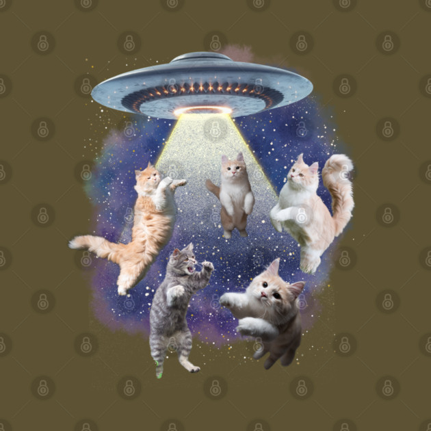 UFO Cat Abduction – Funny Floating Space Cats by Premachandra's Store