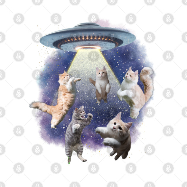 UFO Cat Abduction – Funny Floating Space Cats by Premachandra's Store