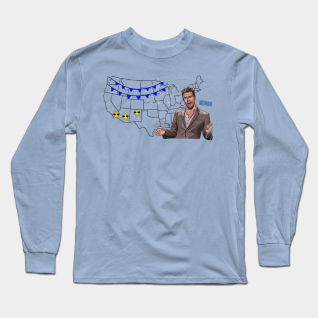 SNL: Weatherman Brad Pitt Long Sleeve T-Shirt by 51Deesigns