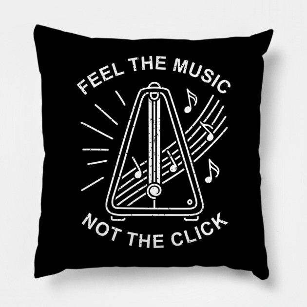 Feel the Music. Not the Click (Dark) Pillow by filiposwear