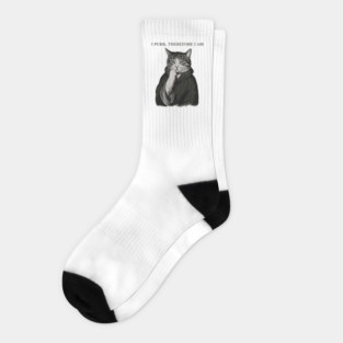 I-Purr-Therefore-I-Am-Funny-Philosophical-Cat-Lover Socks