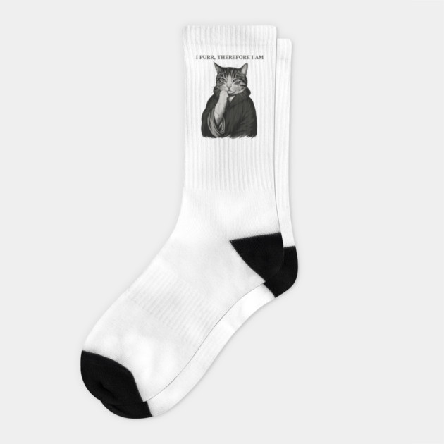 I-Purr-Therefore-I-Am-Funny-Philosophical-Cat-Lover Socks by ArtistTee ⭐⭐⭐⭐⭐