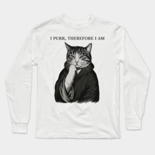 I-Purr-Therefore-I-Am-Funny-Philosophical-Cat-Lover Long Sleeve T-Shirt