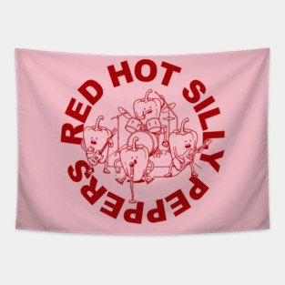 Red Hot Silly Peppers - parody design Tapestry