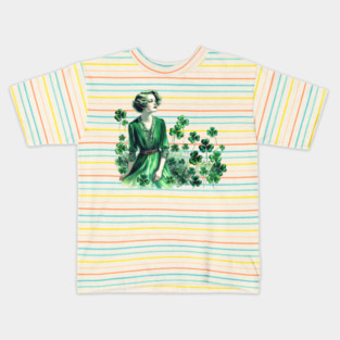 Vintage Shamrock St. Patrick's Day Woman Kids T-Shirt
