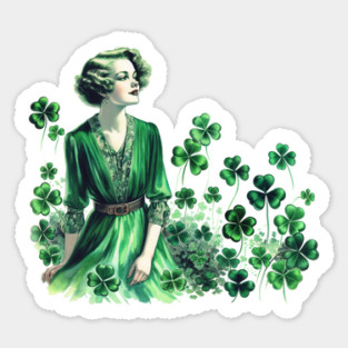 Vintage Shamrock St. Patrick's Day Woman Sticker
