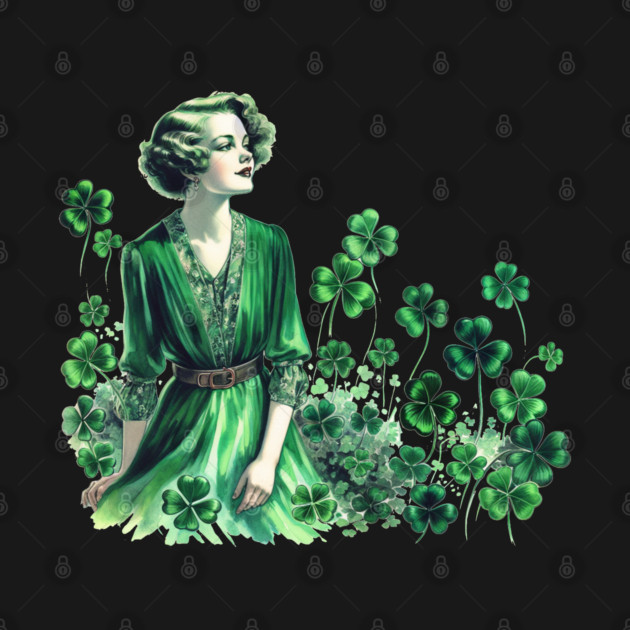 Vintage Shamrock St. Patrick's Day Woman by HolidayBug