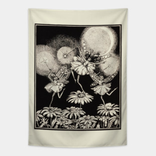Fairies dancing on Daisies Tapestry
