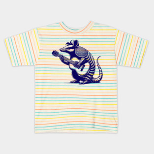 Vintage Cowboy Armadillo Playing Guitar, Meowdy Y'All Kids T-Shirt