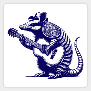 Vintage Cowboy Armadillo Playing Guitar, Meowdy Y'All Magnet
