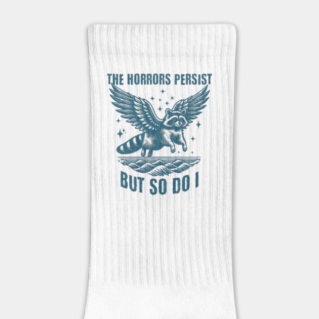 Flying Raccoon The Horrors Persist But So Do I, vintage design by Luxinda