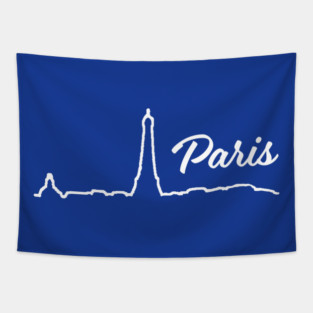 Paris Minimalist Line Art Cityscape Tapestry