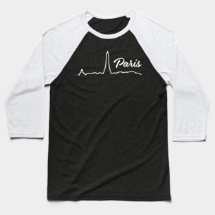 Paris Minimalist Line Art Cityscape Baseball T-Shirt