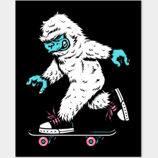 Skateboarding Yeti Posters and Art