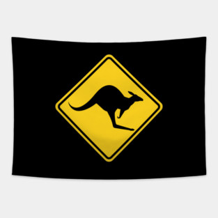 Kangaroo Warning Sign Tapestry