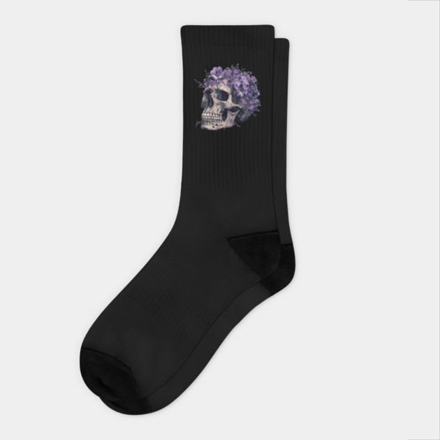 Floral Skull: Beauty and Darkness in Harmony Socks by Steve