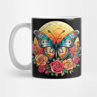 Flutter & Bloom: Butterfly Dancing with Flowers Mug