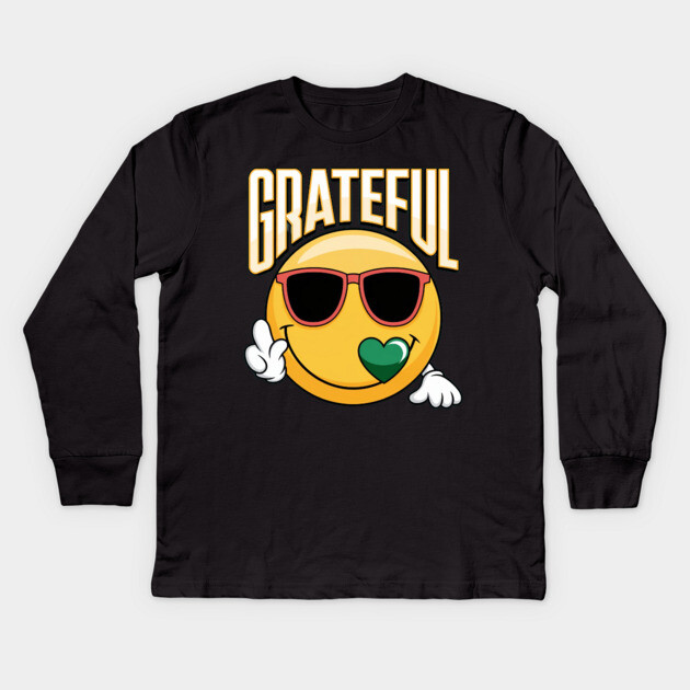 Grateful  - Inspirational Faith & Thankfulness Kids Long Sleeve T-Shirt by Rox