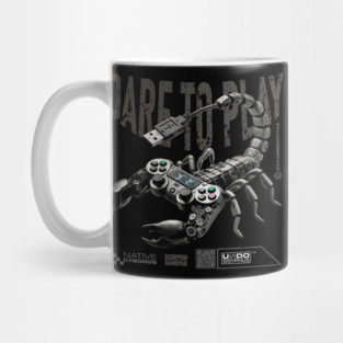 Dare to Play (Black) - Surreal Scorpion Gamepad Fantasy Art | UndoSisyphus™ Gaming Collection Mug