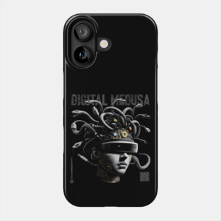 Digital Medusa (Black) - Surreal Mythological Cyberpunk Creature Art | UndoSisyphus™ Gaming Collection Phone Case