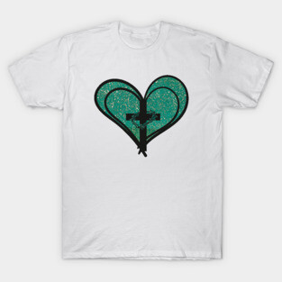 Christian Cross with Hearts and Crown of Thorns T-Shirt