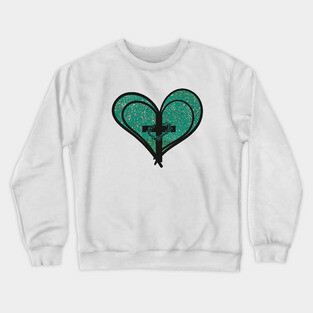 Christian Cross with Hearts and Crown of Thorns Crewneck Sweatshirt